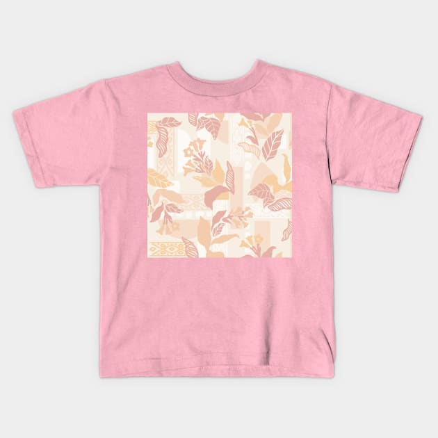 Ivory Solid Shapes and Flowers Kids T-Shirt by Carolina Díaz